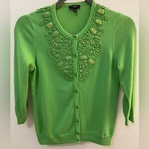 Green Beaded Women's Sweater